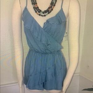 Arizona Jean Company Blue Ruffled Jumpsuit
